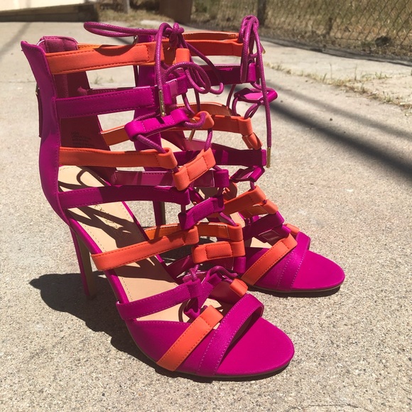Shoe Dazzle Shoes - Bright Strappy Lace Up Heels 👠